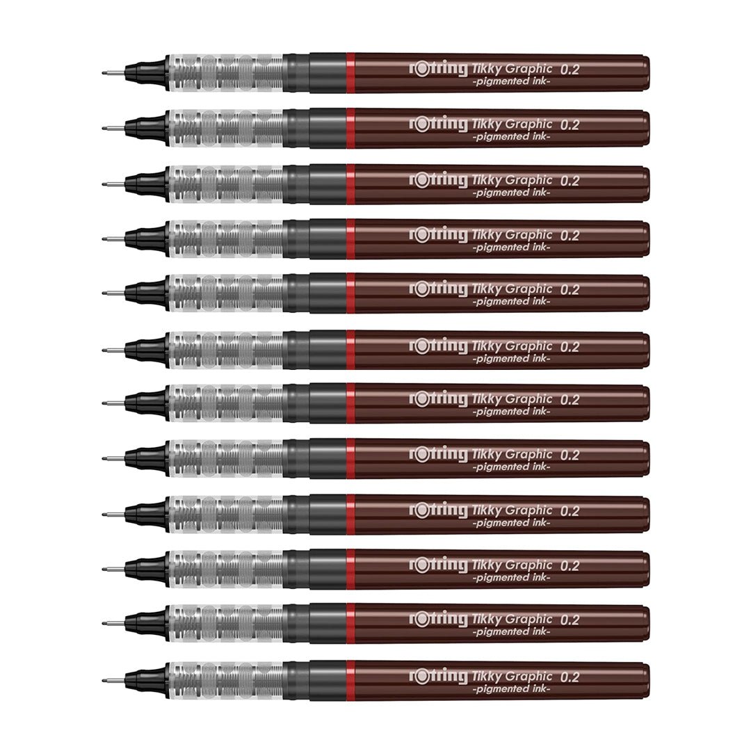 Rotring Tikky Graphic Fineliners - Pack of 12 - SCOOBOO - 1904752 - TGM - Fineliners