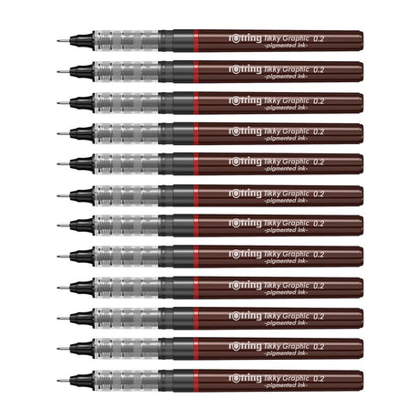 Rotring Tikky Graphic Fineliners - Pack of 12 - SCOOBOO - 1904752 - TGM - Fineliners