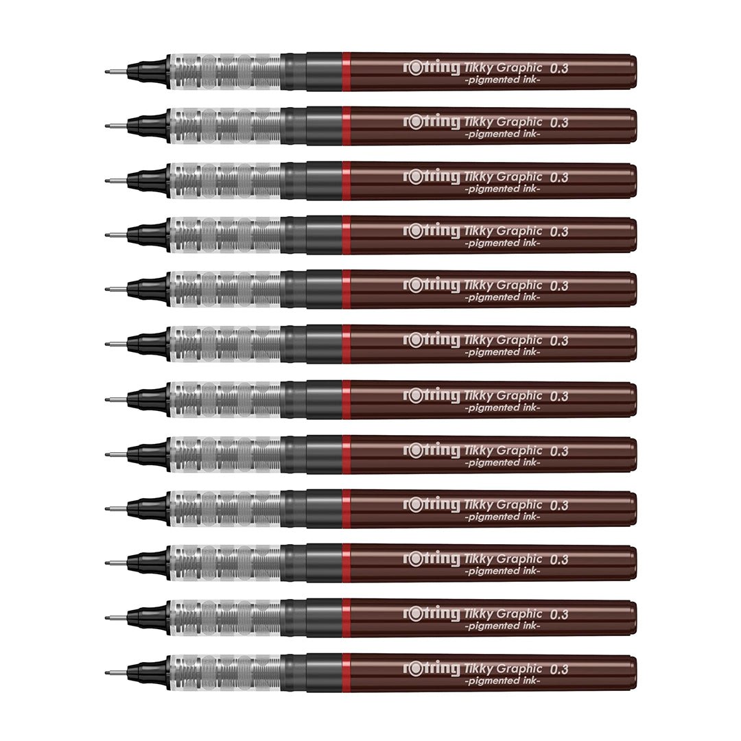 Rotring Tikky Graphic Fineliners - Pack of 12 - SCOOBOO - 1904753 - TGM - Fineliners