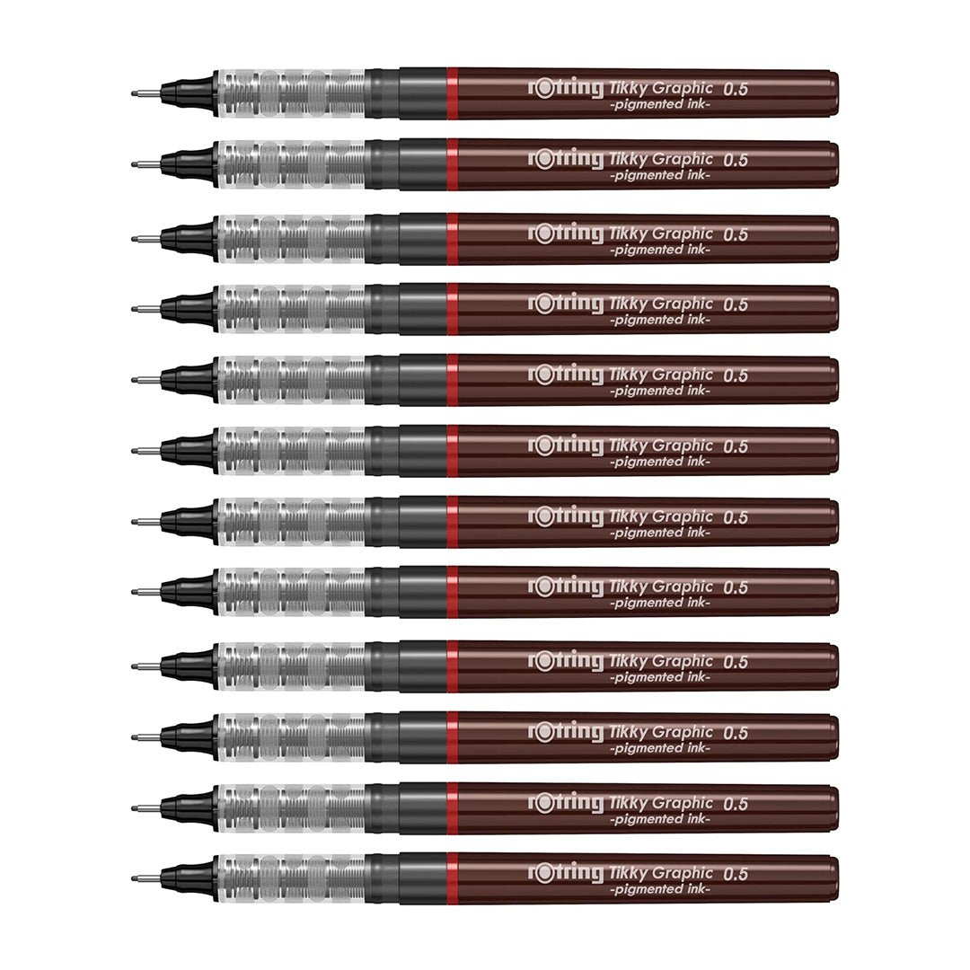 Rotring Tikky Graphic Fineliners - Pack of 12 - SCOOBOO - 1904756 - TGM - Fineliners