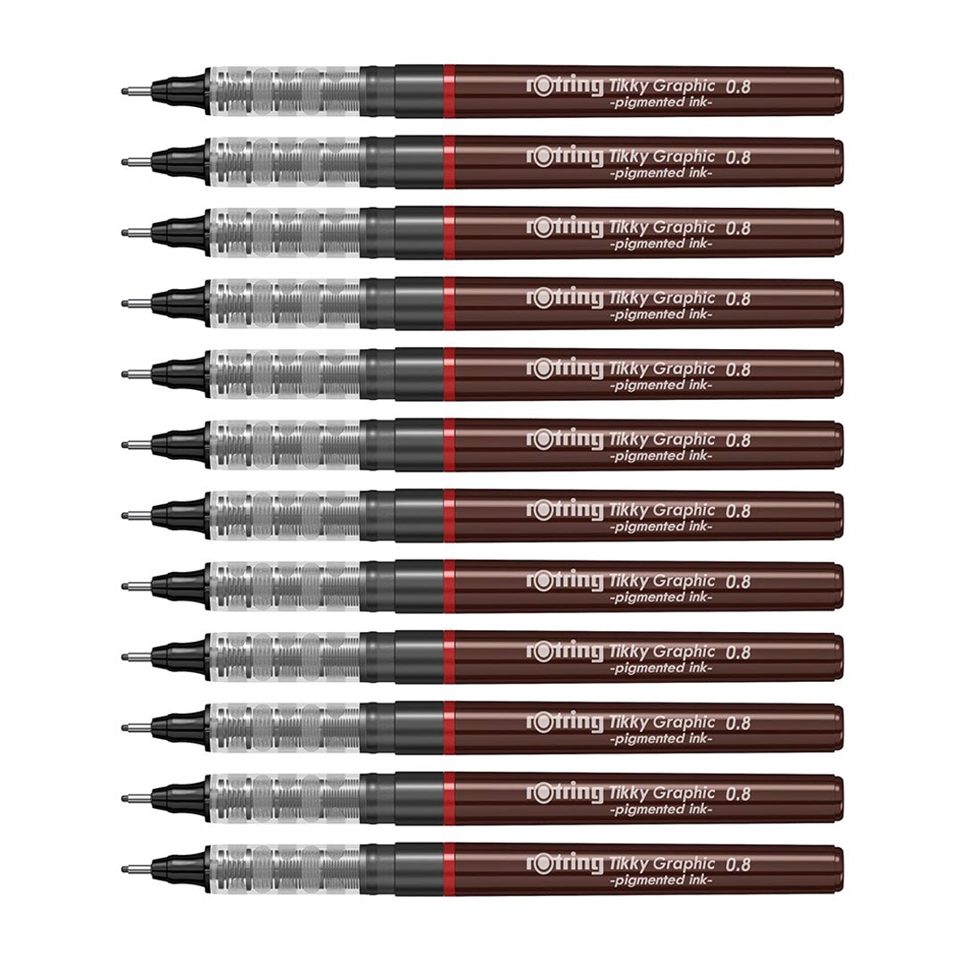 Rotring Tikky Graphic Fineliners - Pack of 12 - SCOOBOO - 1904758 - TGM - Fineliners