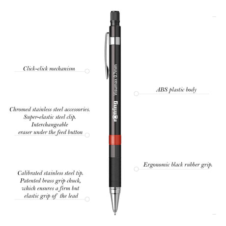 Rotring Visumax 0.7mm Mechanical Pencil - 2B Lead - Pack of 12 - SCOOBOO - 2089096 - TGM - Mechanical Pencil