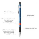 Rotring Visumax Mechanical Pencil 0.7 mm Blue with 24 HB Leads Blister Pack - SCOOBOO - 2102716 Blue - TGM - Mechanical Pencil