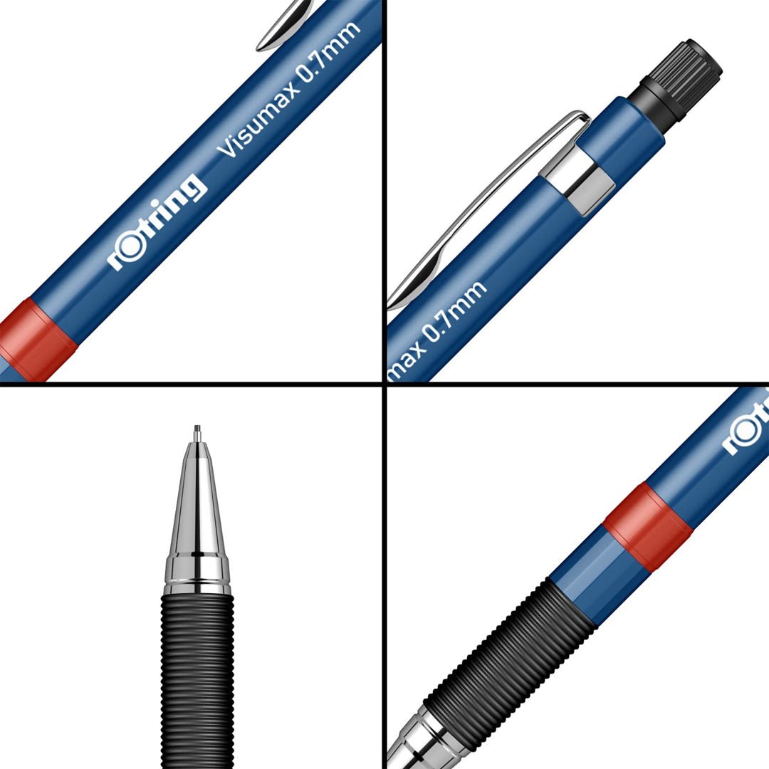 Rotring Visumax Mechanical Pencil 0.7 mm Blue with 24 HB Leads Blister Pack - SCOOBOO - 2102716 Blue - TGM - Mechanical Pencil