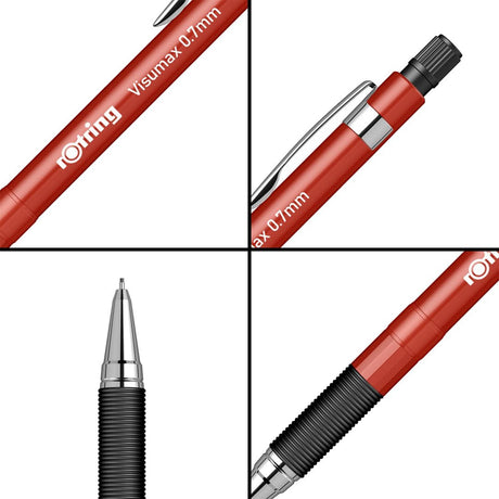 Rotring Visumax Mechanical Pencil 0.7 mm Red with 24 HB Leads Blister Pack - SCOOBOO - 2102716 Red - TGM - Mechanical Pencil