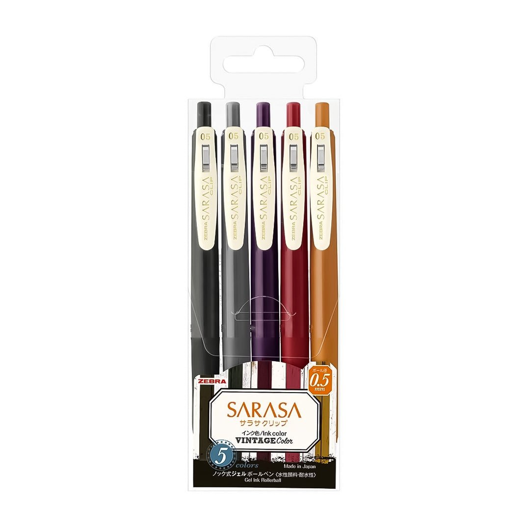 Sarasa Vintage Color Clip Pen 0.5mm-Set Of 5 - SCOOBOO - JJ15-5C-VI2 - Gel Pens