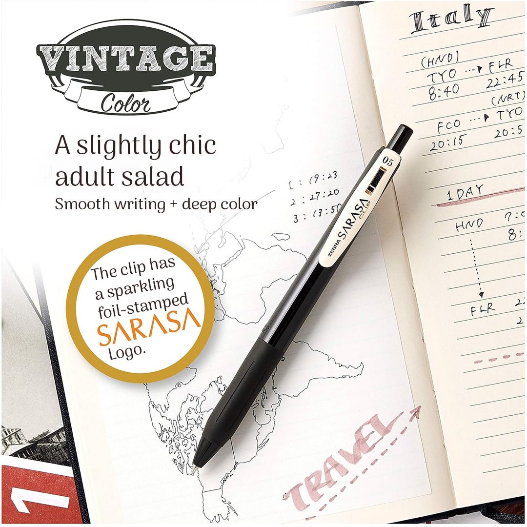 Sarasa Vintage Color Clip Pen 0.5mm-Set Of 5 - SCOOBOO - JJ15-5C-VI2 - Gel Pens