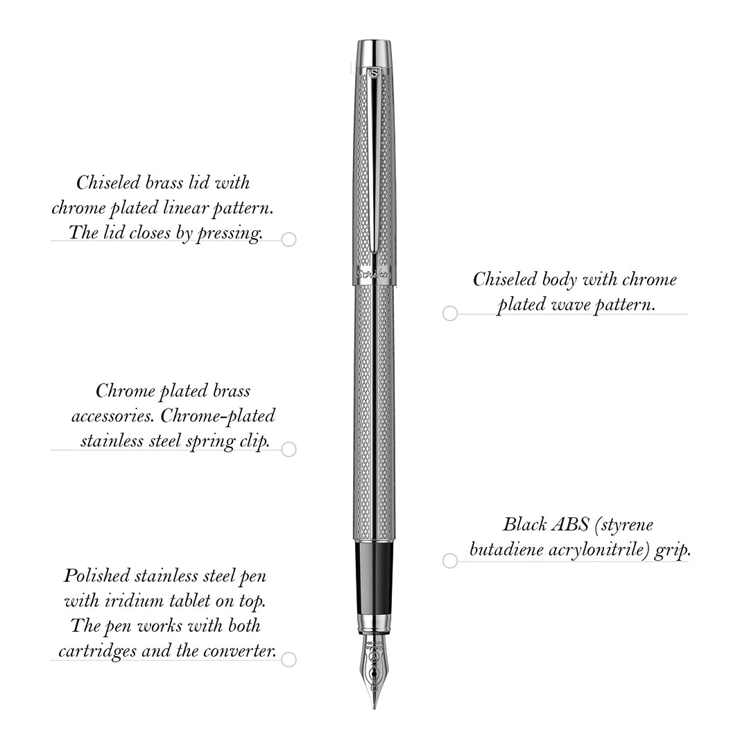 Scrikss 722 Venus Chrome Fountain Pen - SCOOBOO - 71608 - TGM - Fountain Pen