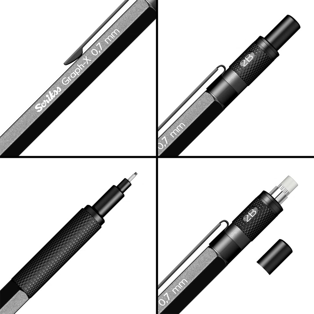 Scrikss | Graph-X | Mechanical Pencil | Metallic Grey-0.7mm