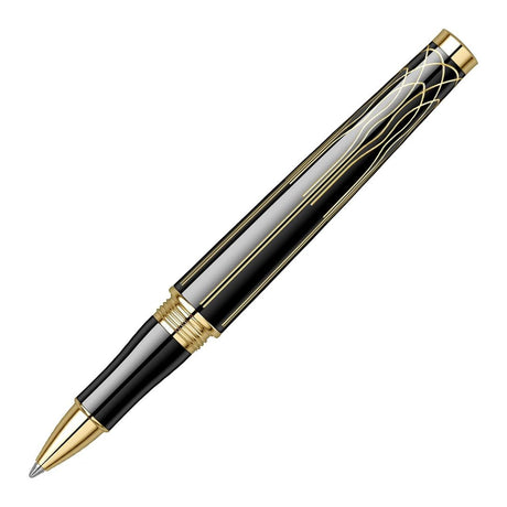 Scrikss Heritage Glossy Black With 23k Gold Plated Engraved Design Roller ball Pen - SCOOBOO - 80822 - TGM - Roller Ball Pen