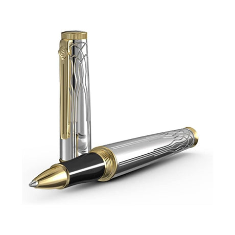 Scrikss Heritage Gold Chrome With 23k Gold Plated Engraved Design Roller ball Pen - SCOOBOO - 80761 - TGM - Roller Ball Pen