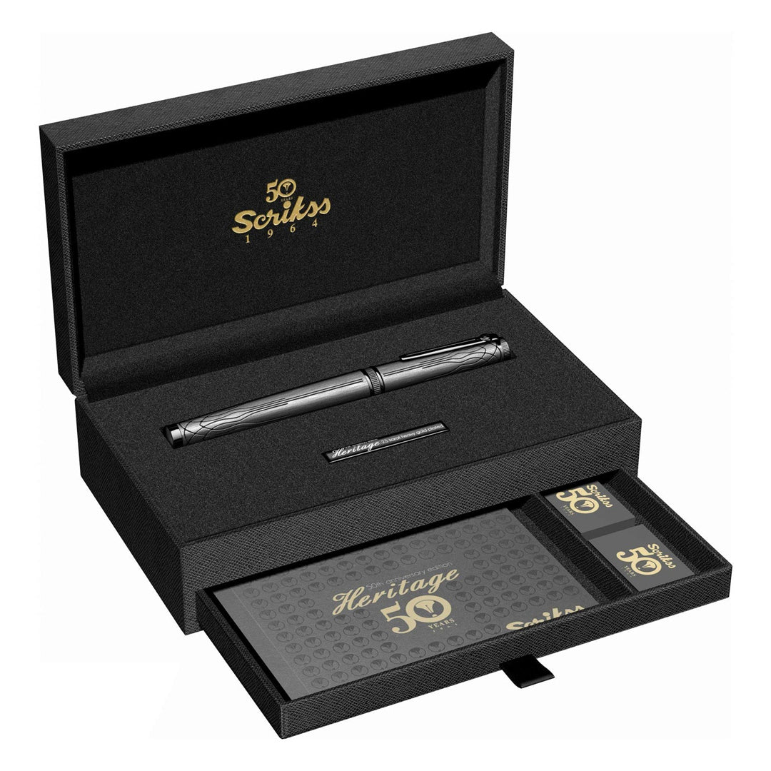 Scrikss Heritage Matt Black Titanium Plated Fountain Pens - SCOOBOO - Fountain Pen