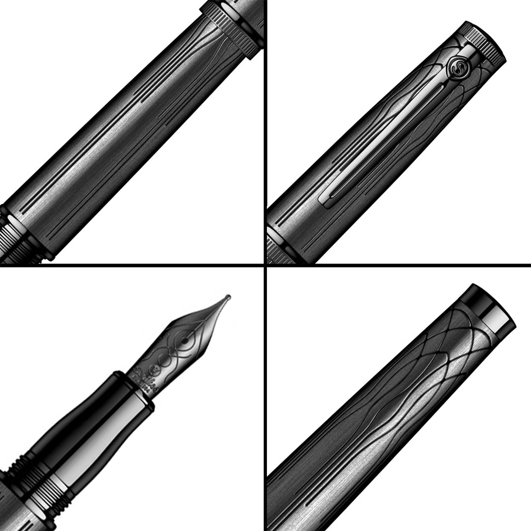 Scrikss Heritage Matt Black Titanium Plated Fountain Pens - SCOOBOO - Fountain Pen