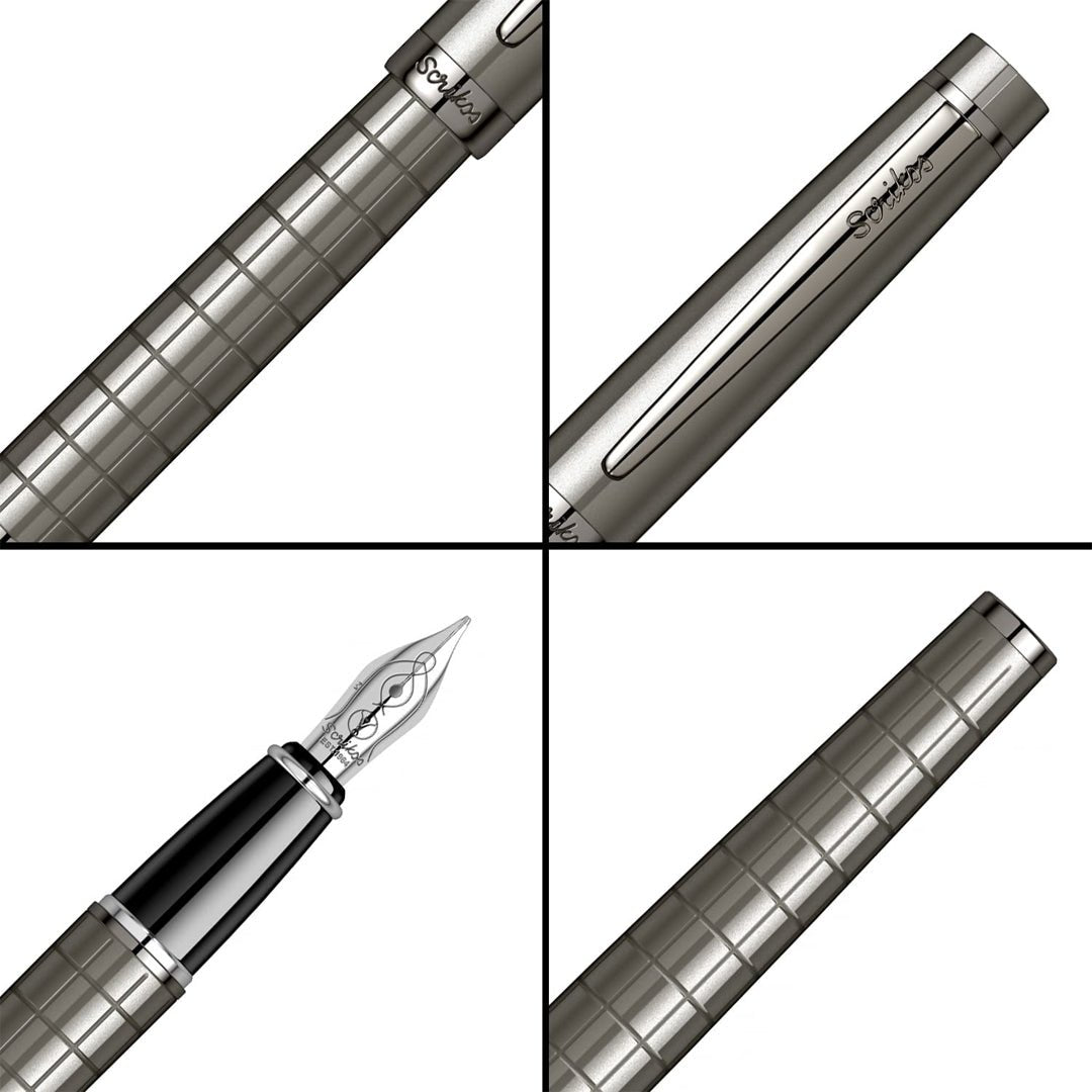 Scrikss Honour 38 Carbon Gray With Gun Metal Plated Trims Medium Nib Fountain Ink Pen - SCOOBOO - 71745 - TGM - Fountain Pen