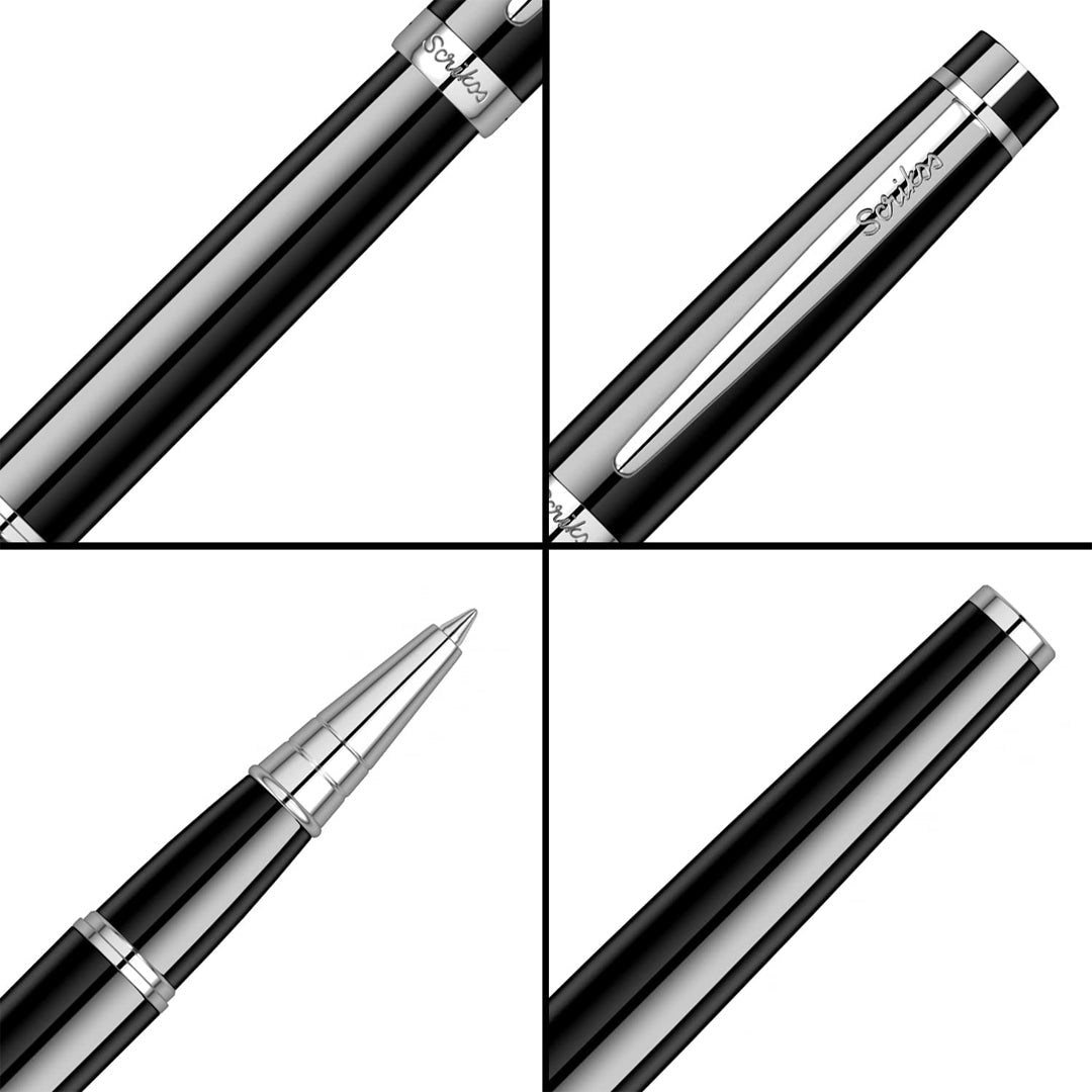 Scrikss Honour 38 Glossy Black With Chrome Plated Trims Roller ball Pen - SCOOBOO - 62385 - TGM - Roller Ball Pen