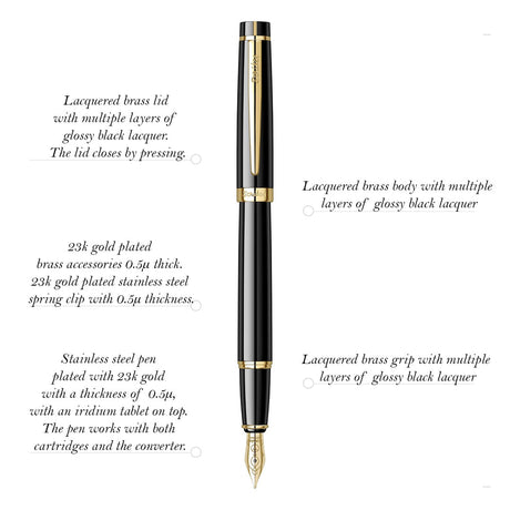 Scrikss Honour Chrome & Gold Fountain Pen - SCOOBOO - 62422 - TGM - Fountain Pen