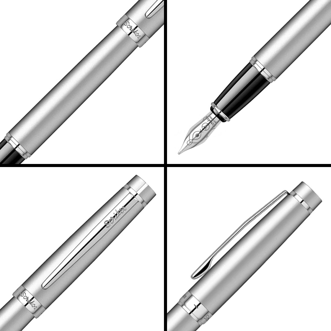 Scrikss Honour Matt Chrome Fountain Pen - SCOOBOO - 62460 - TGM - Fountain Pen