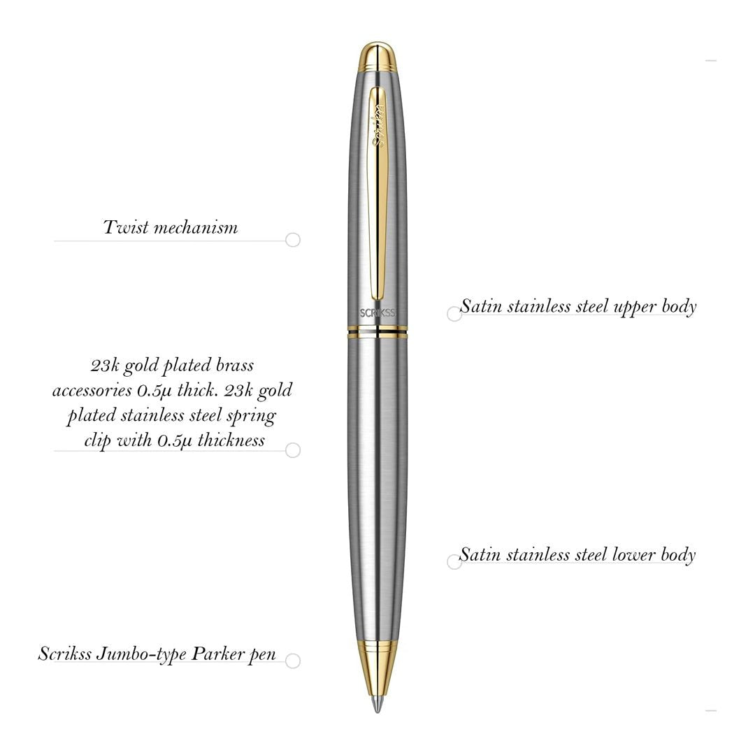 Scrikss Knight Gold Chrome Ball Pen - SCOOBOO - 57138 - TGM - Ball Pen