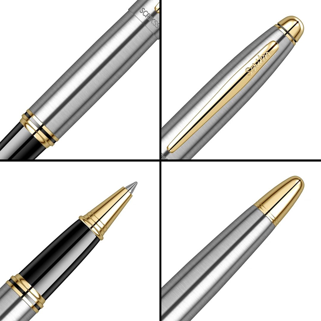 Scrikss Knight Gold Chrome Roller Pen - SCOOBOO - 57169 - TGM - Roller Ball Pen