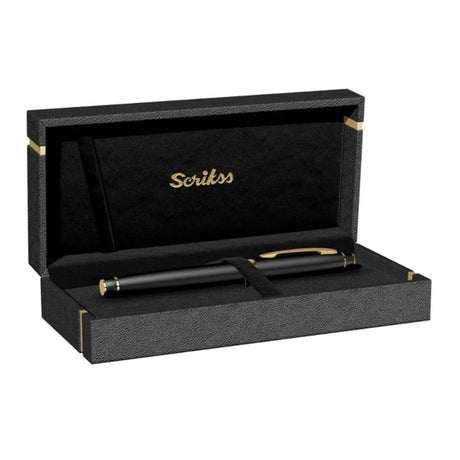 Scrikss Noble 35 Roller Ball Matt Black Gold Pen - SCOOBOO - 85940NIS - TGM - Roller Ball Pen