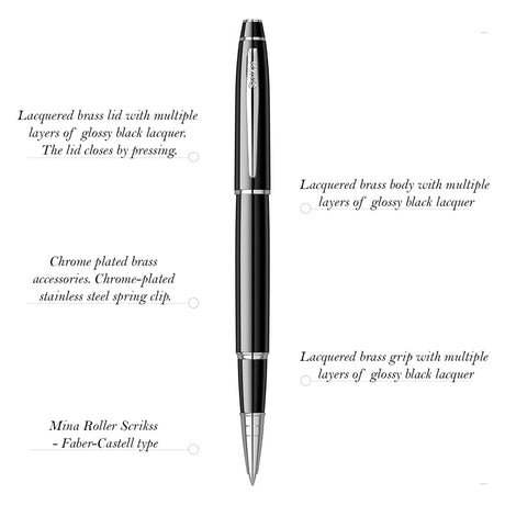 Scrikss Noble Black Roller Ball - SCOOBOO - 54328 - TGM - Ball Pen