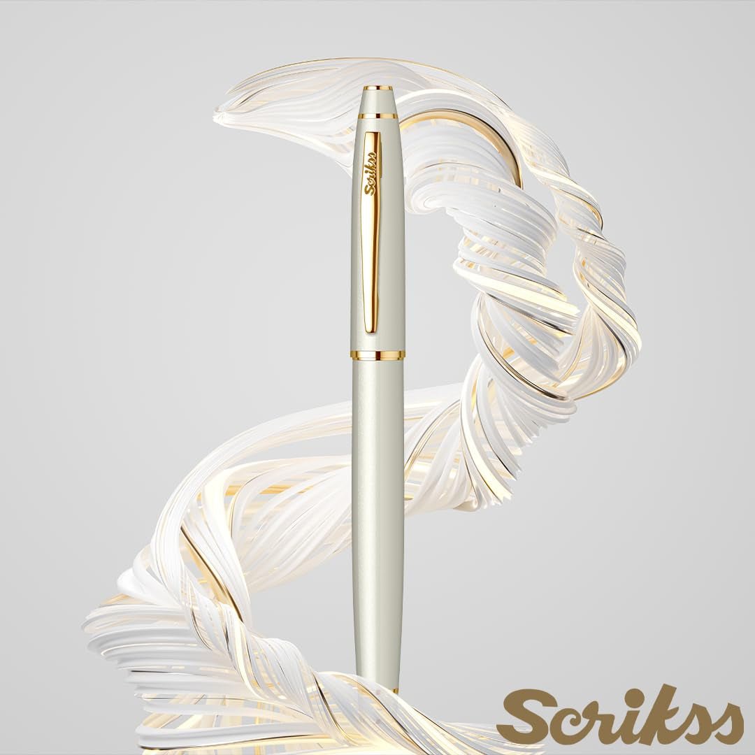 Scrikss Noble Pearl White GT Roller Pen - SCOOBOO - 78720 - TGM - Roller Ball Pen