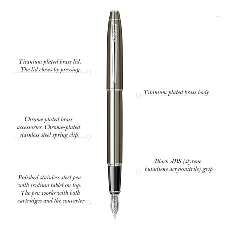 Scrikss Noble Titanium Fountain Pen - SCOOBOO - 57299 - TGM - Fountain Pen