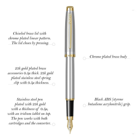 Scrikss Oscar Chrome Fountain Pen - SCOOBOO - 66697 - TGM - Fountain Pen