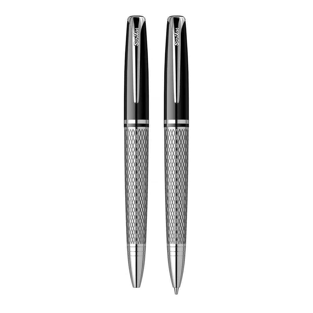 Scrikss Pera 477 Black CT Ballpoint Pen + Mechanical Pencil Set - SCOOBOO - 57251 - TGM - Ball Pen