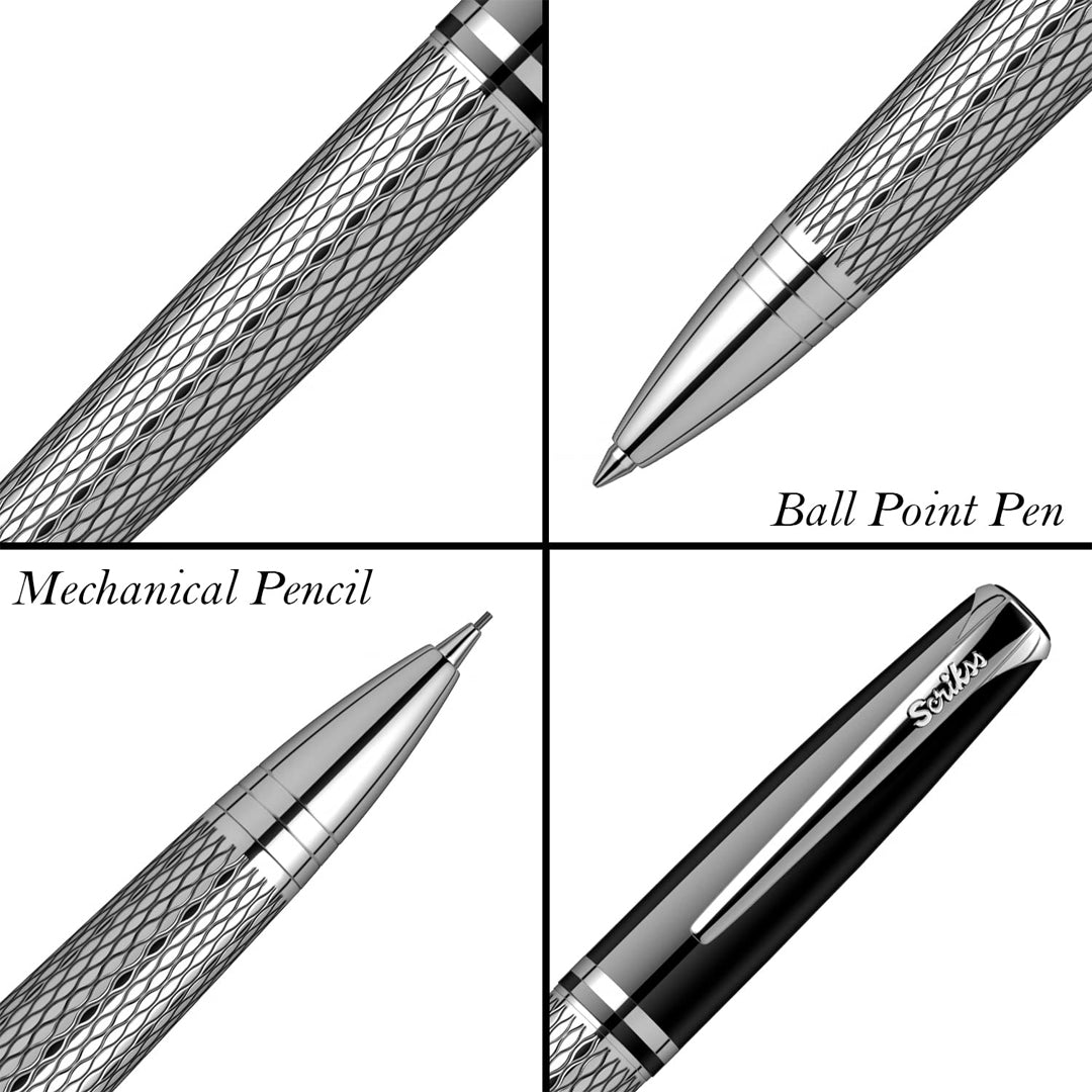 Scrikss Pera 477 Black CT Ballpoint Pen + Mechanical Pencil Set - SCOOBOO - 57251 - TGM - Ball Pen