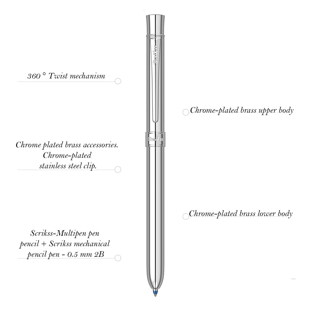 Scrikss Trio Chrome Ball Pen - SCOOBOO - 71684 - TGM - Ball Pen