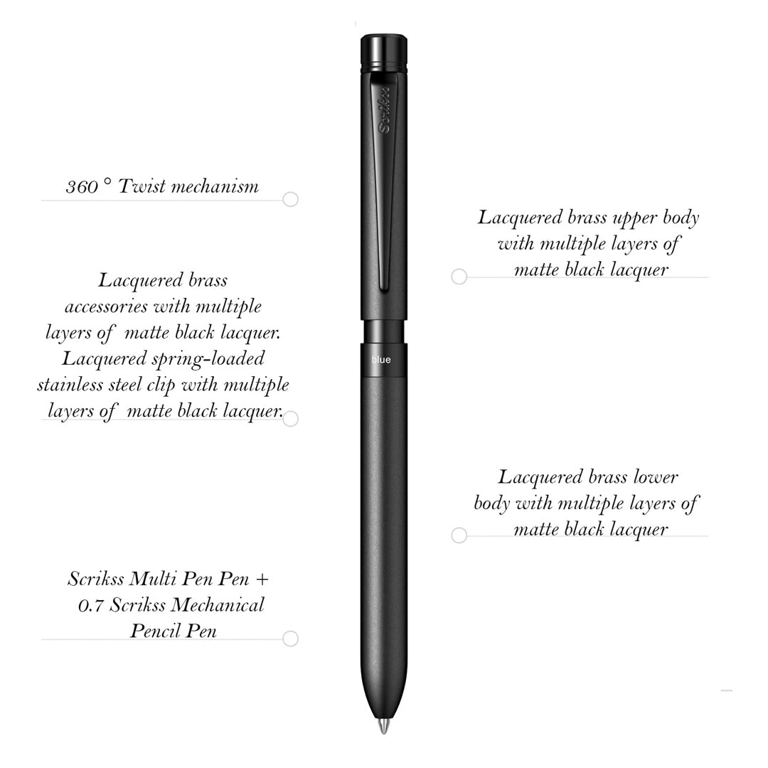 Scrikss Trio Sport 83 Matte Black - BT Multi Function Pen - SCOOBOO - 85705 - TGM - Ball Pen