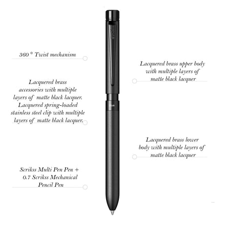 Scrikss Trio Sport 83 Matte Black - BT Multi Function Pen - SCOOBOO - 85705 - TGM - Ball Pen