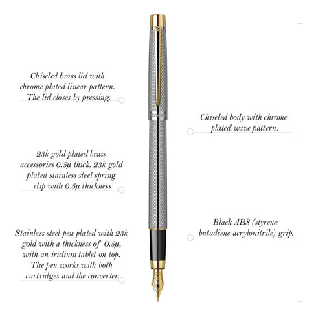 Scrikss Venus 722 Chrome - GT Fountain Pen - Medium - SCOOBOO - 71615 - TGM - Fountain Pen