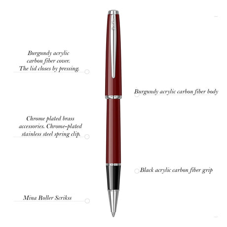 Scrikss Vintage 33 Burgundy Roller Pen - SCOOBOO - 81614 - TGM - Roller Ball Pen