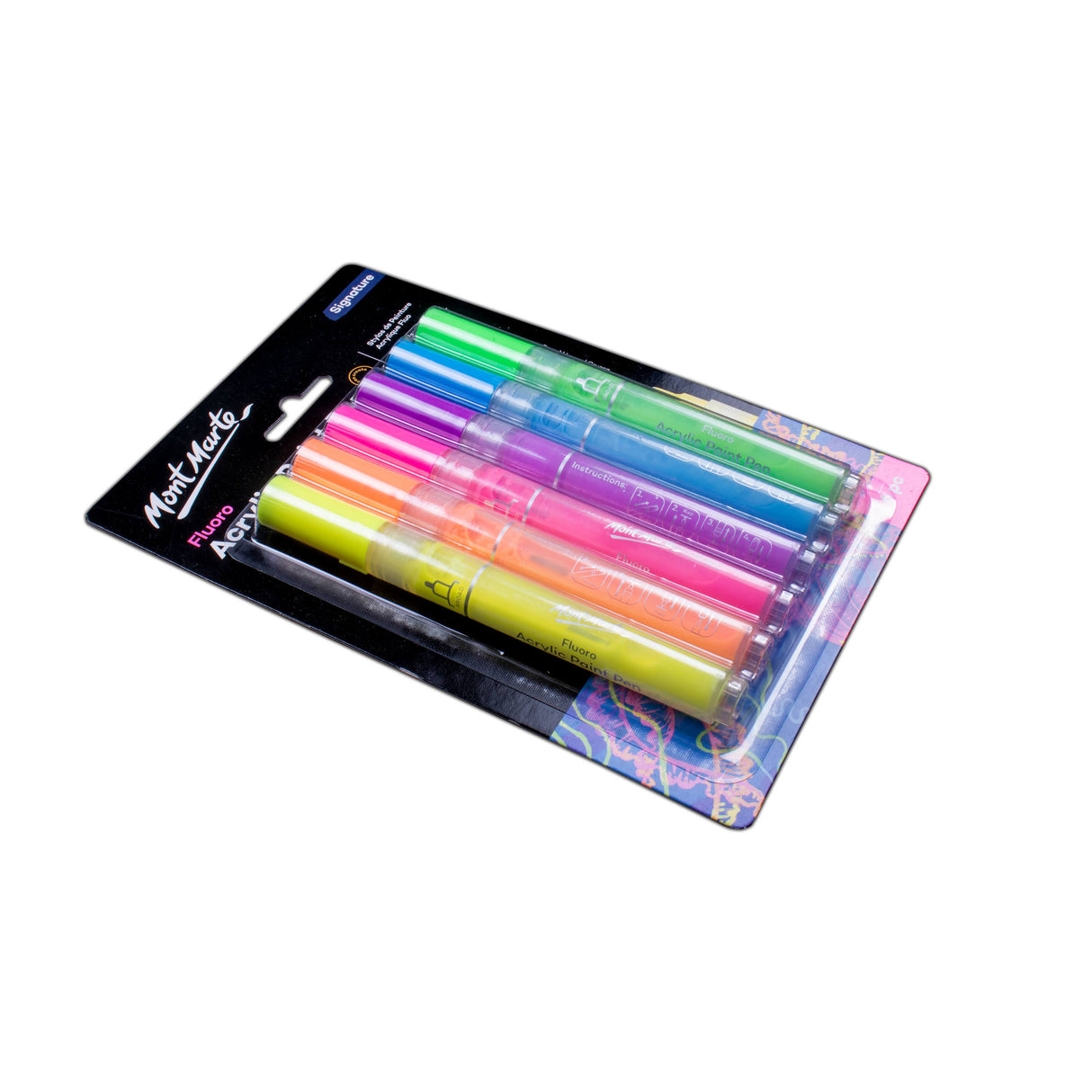 Mont Marte Fluoro Acrylic Paint Pens  Signature -Pack of 6