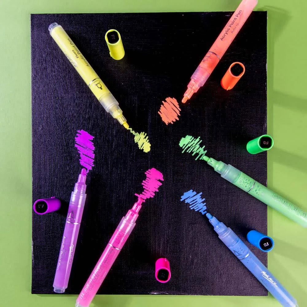 Mont Marte Fluoro Acrylic Paint Pens  Signature -Pack of 6