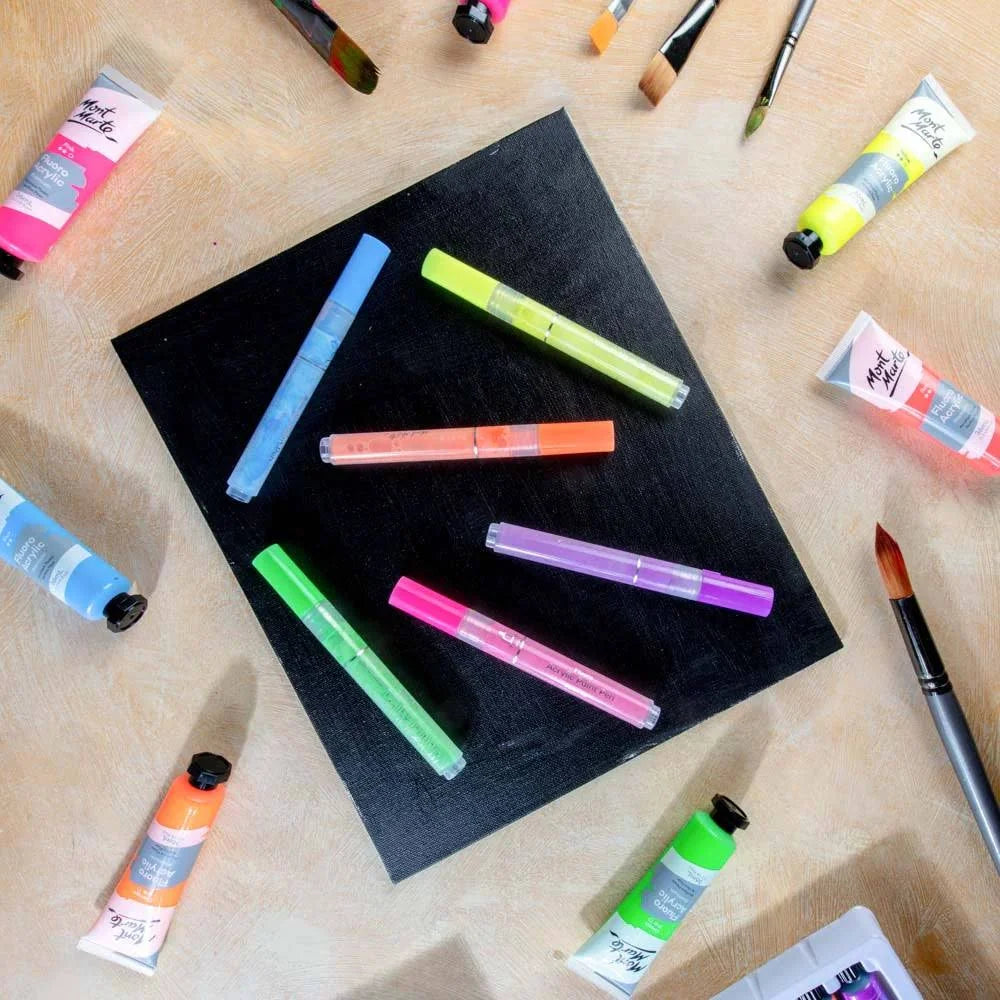Mont Marte Fluoro Acrylic Paint Pens  Signature -Pack of 6