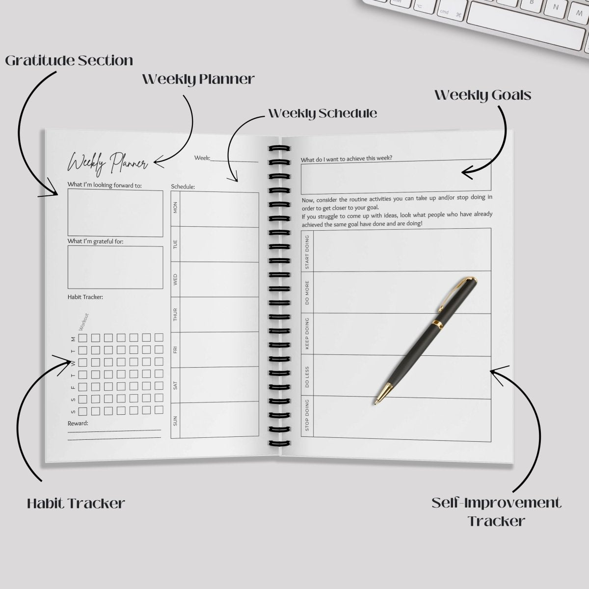 Simply Scribble Productivity Undated Daily Planner Inspired by Kaizen - SCOOBOO - SSDP - BO - Planners