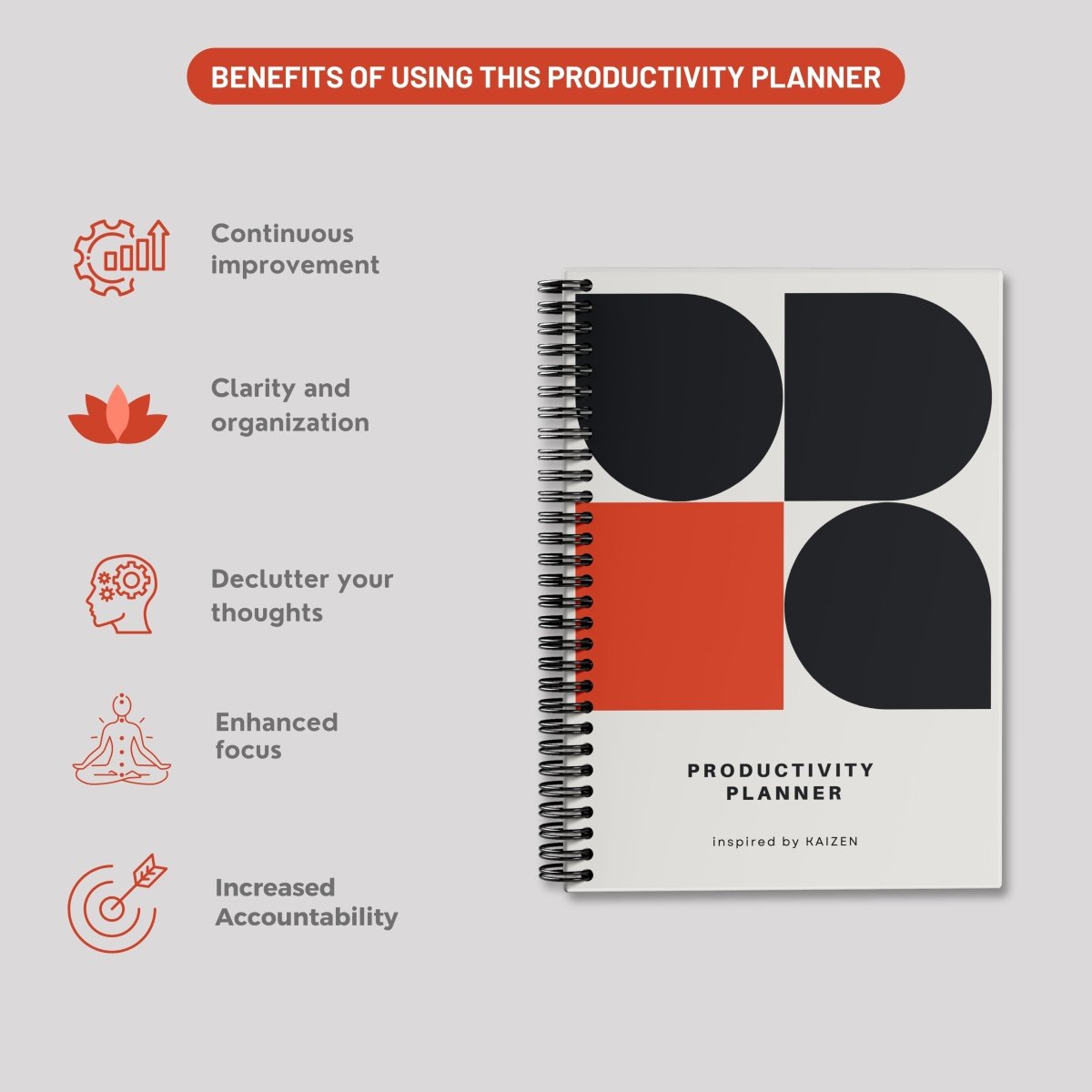 Simply Scribble Productivity Undated Daily Planner Inspired by Kaizen - SCOOBOO - SSDP - BO - Planners