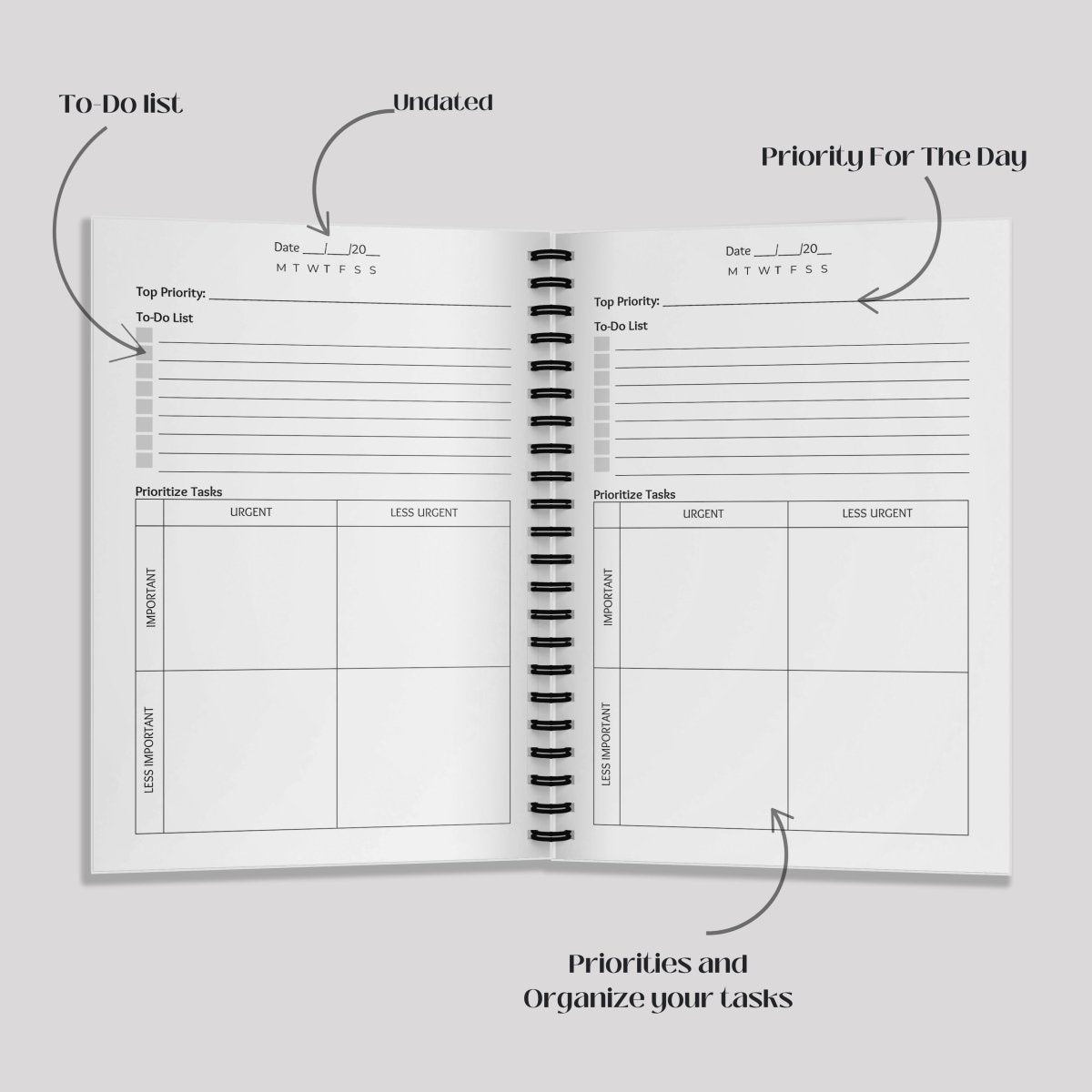 Simply Scribble Productivity Undated Daily Planner Inspired by Kaizen - SCOOBOO - SSDP - BO - Planners