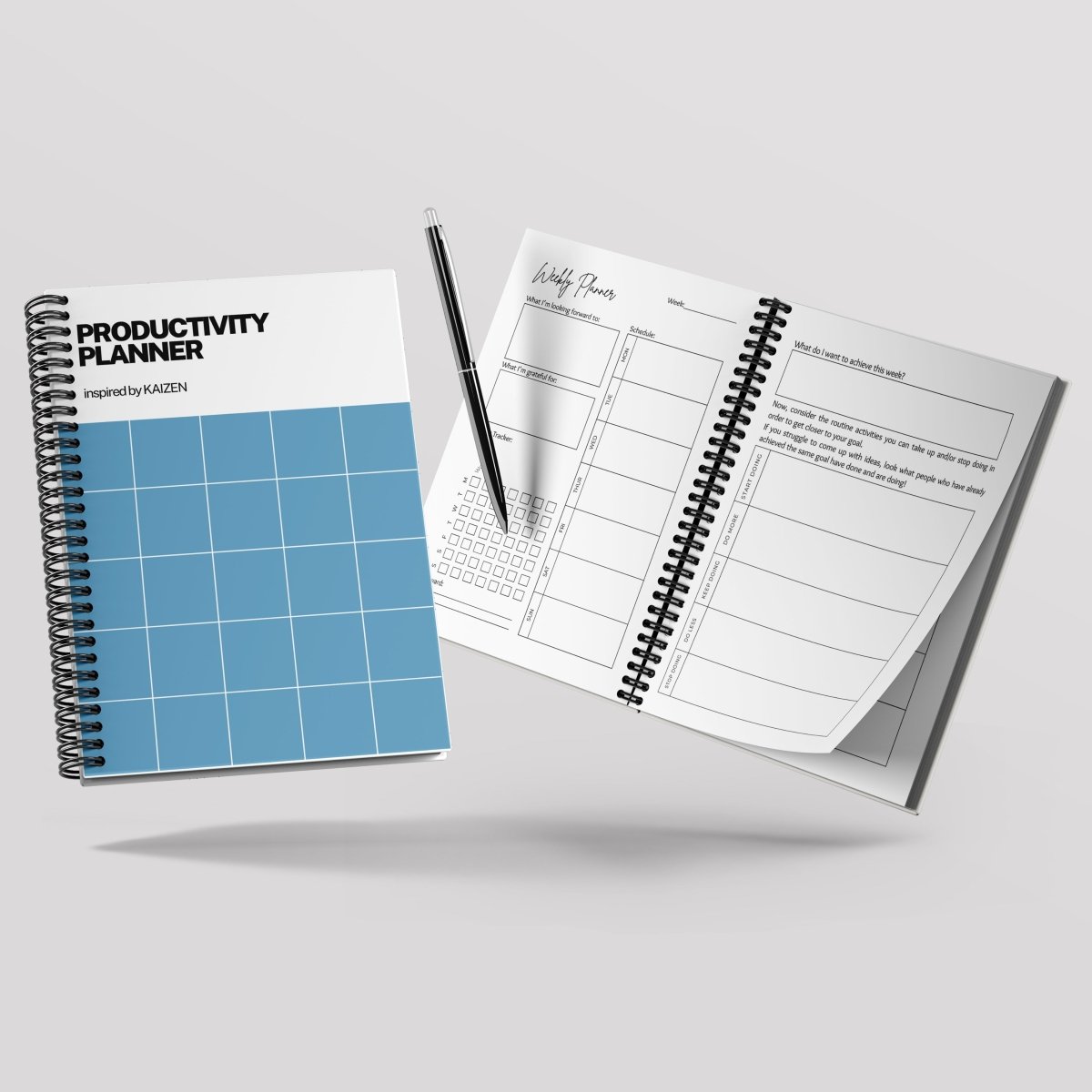 Simply Scribble Productivity Undated Daily Planner Inspired by Kaizen - SCOOBOO - SSDP - BW - Planners