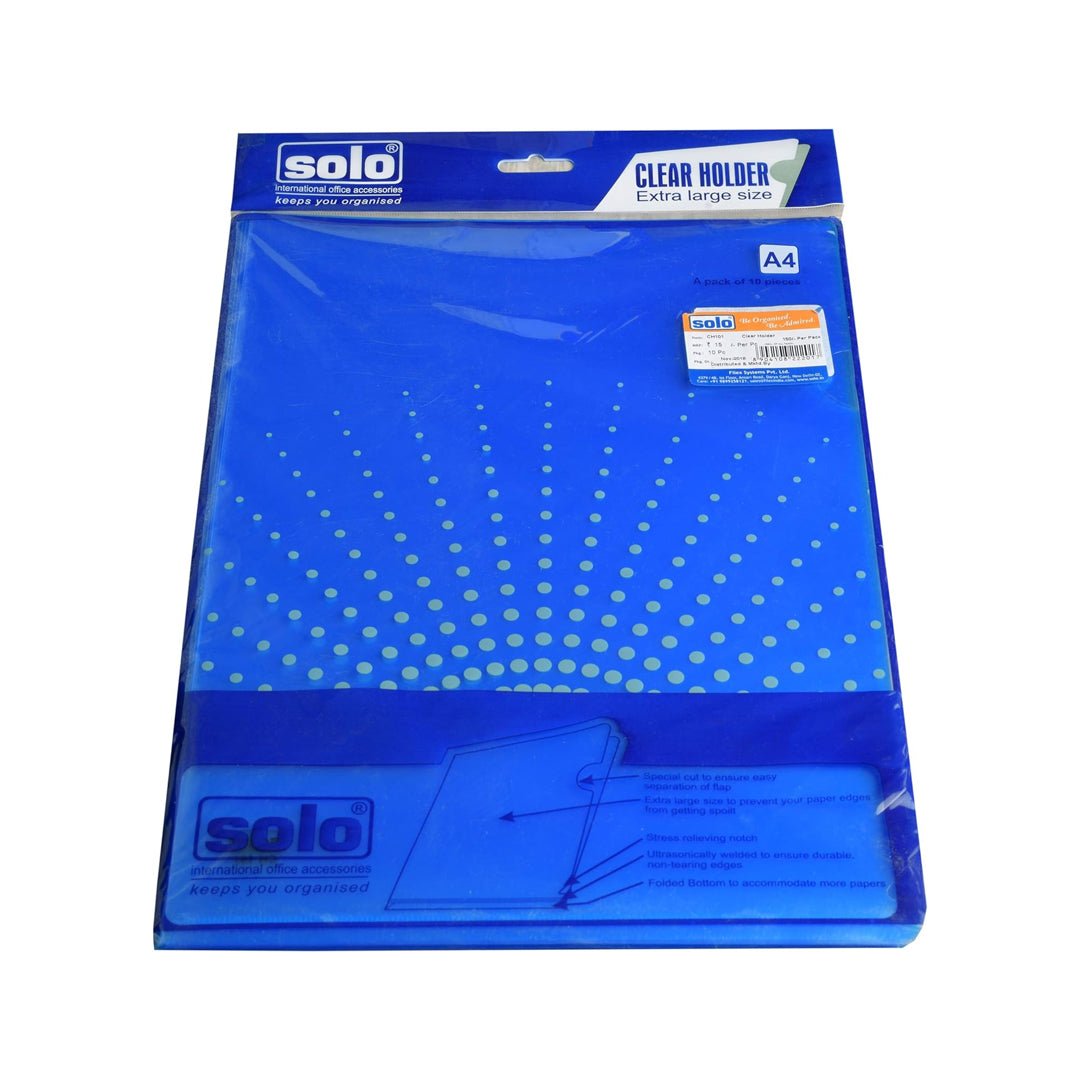 Solo Clear Folder A4 Size Pack Of 10 - SCOOBOO - CH101 - Folders & Fillings