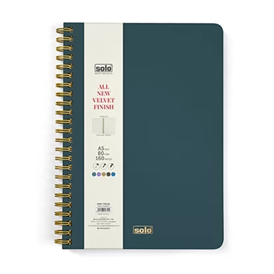 Solo Velvet Finish Notebook (Unruled) - A5 - SCOOBOO - NA504 - Plain