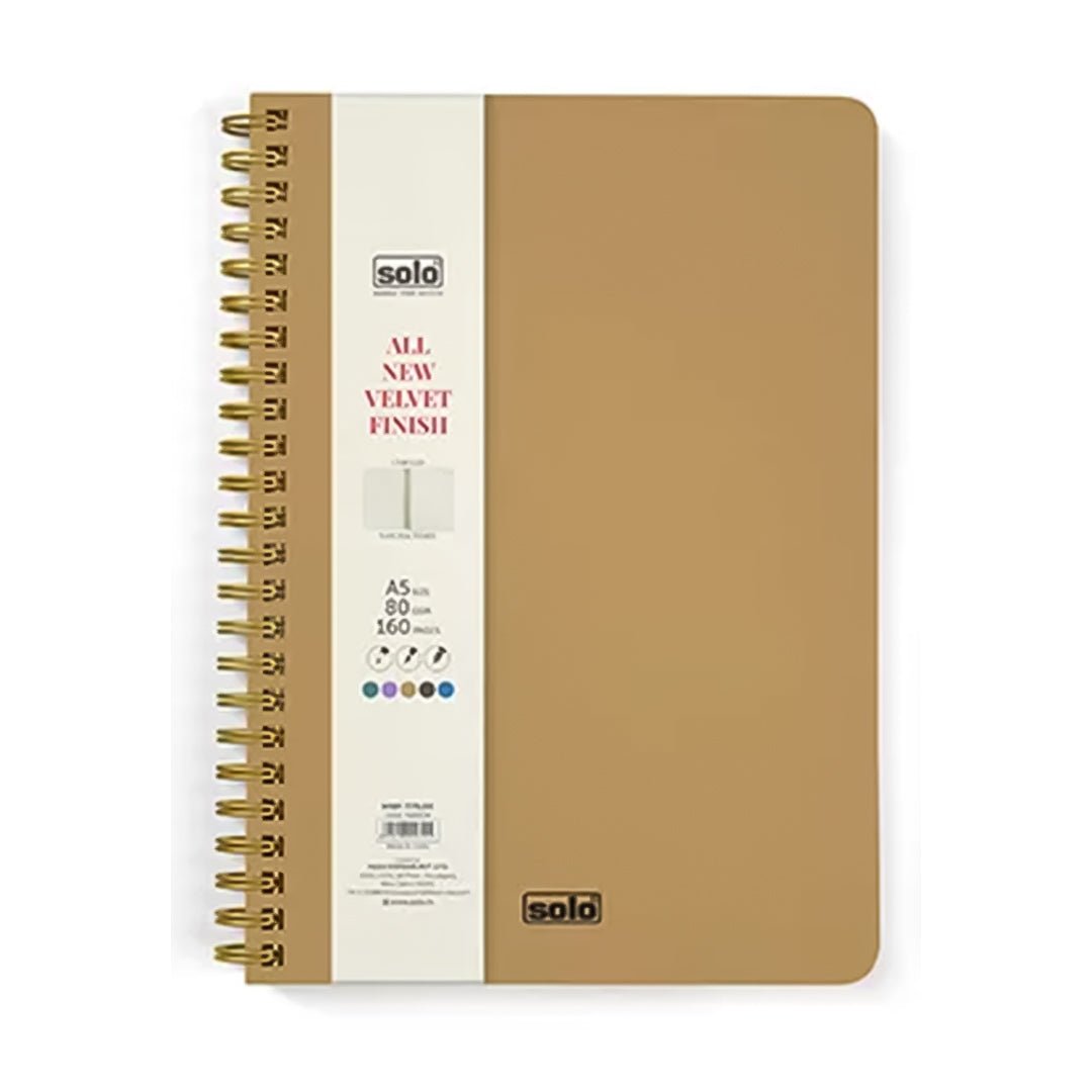 Solo Velvet Finish Notebook (Unruled) - A5 - SCOOBOO - NA504 - Plain