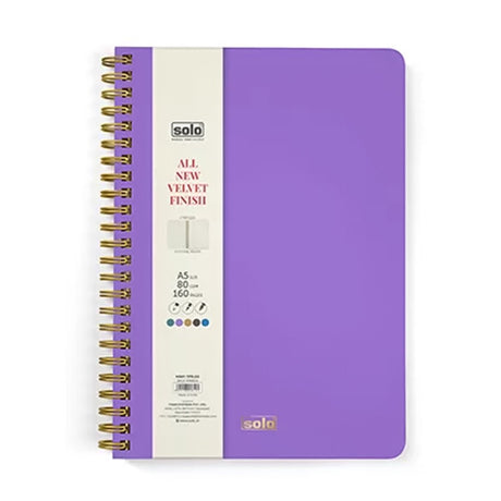 Solo Velvet Finish Notebook (Unruled) - A5 - SCOOBOO - NA504 - Plain