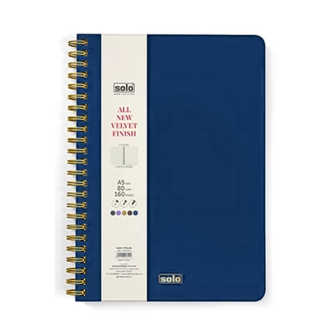 Solo Velvet Finish Notebook (Unruled) - A5 - SCOOBOO - NA504L - Plain