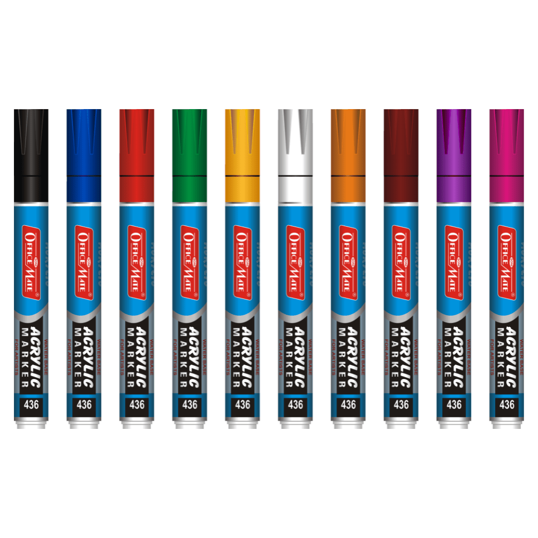 Soni Officemate Acrylic Marker - Pack of 10 - SCOOBOO - SKU:436 - Brush Pens