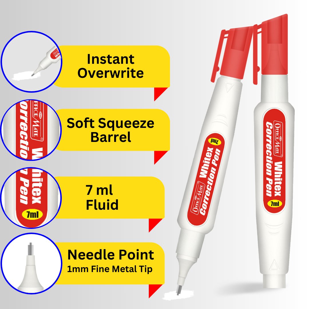 Soni Officemate Correction Pen Metal Tip, 7ml - SCOOBOO - 421 - Eraser & Correction