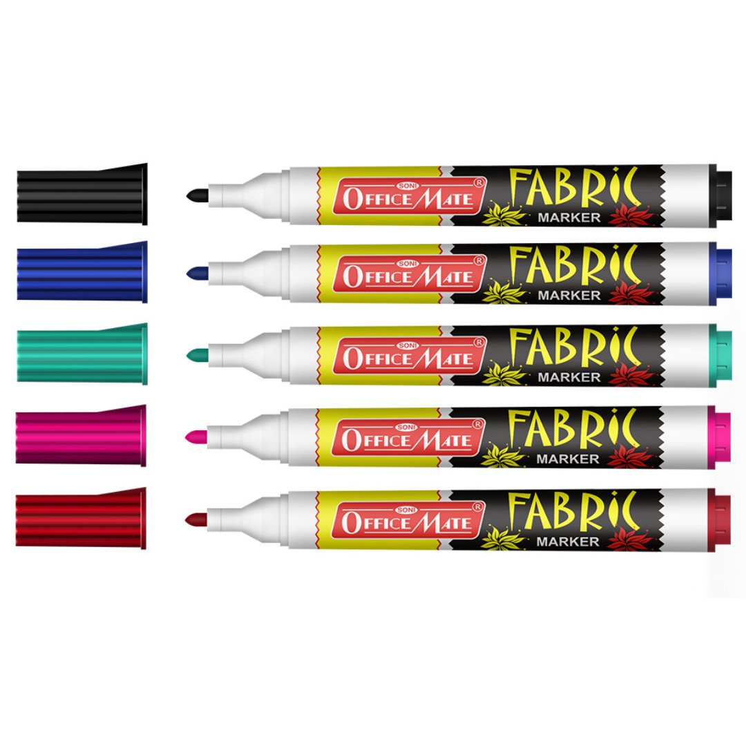 Soni Officemate Fabric Markers in PP Box (Pack of 5) - SCOOBOO - Fabric-754 - Fabric Markers